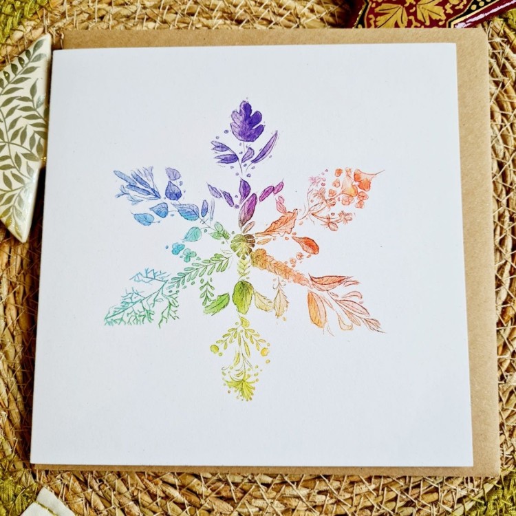 1 Tree Card - Rainbow Snowflake