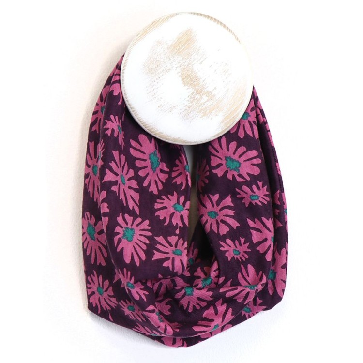 Berry and pink flower print multiway cotton snood