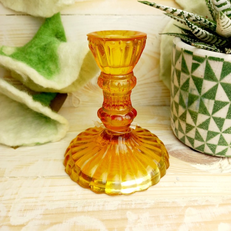 Casse Verde Leela Glass Candlestick Amber