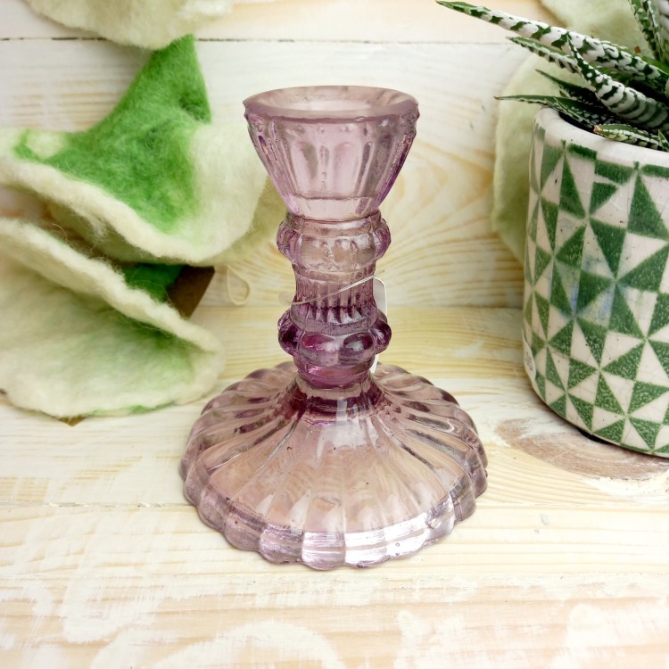 Casse Verde Leela Glass Candlestick Heather