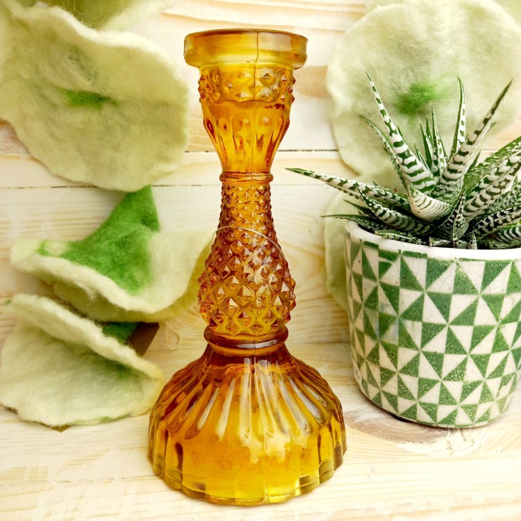 Casse Verde Tilda Glass Candlestick Amber