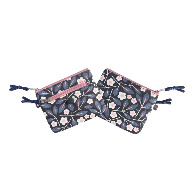 Earth Squared Blue And Pink Floral Canvas Emily Purse
