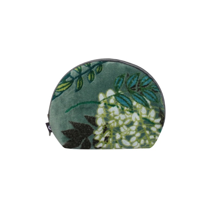 Earth Squared Botanical Print Velvet Halfmoon Purse