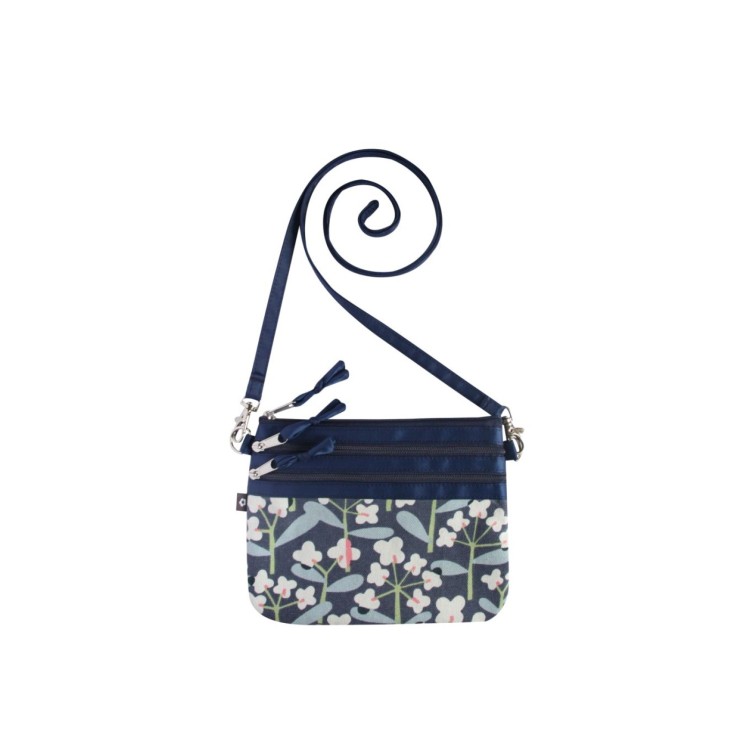 Earth Squared Floral Canvas3 Zip Pouch - Navy