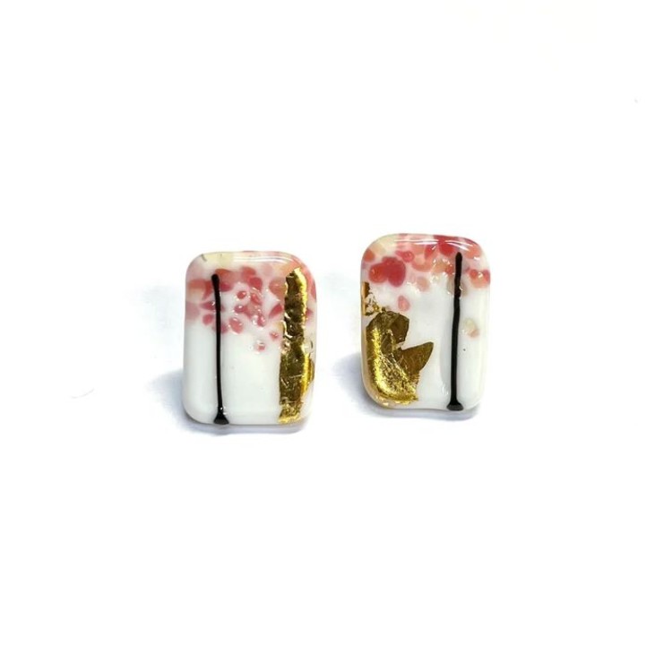 Helen Chalmers Edo Handmade Glass Panel Stud Earrings