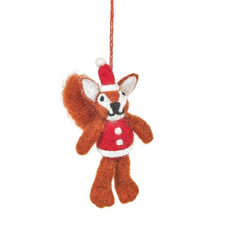 Felt So Good Santa Squirrel Hanging Christmas Decoration