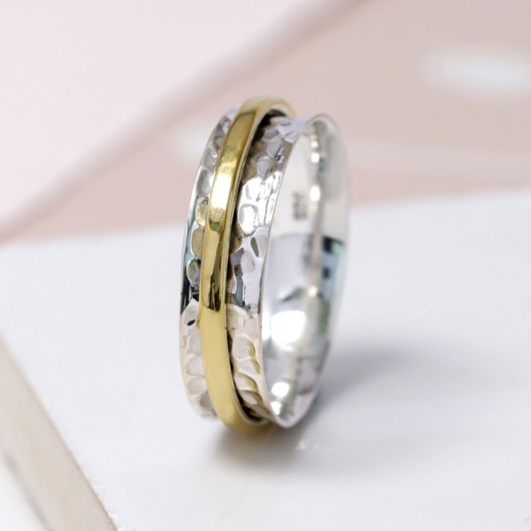 Fine Silver Spinning Ring With Brass