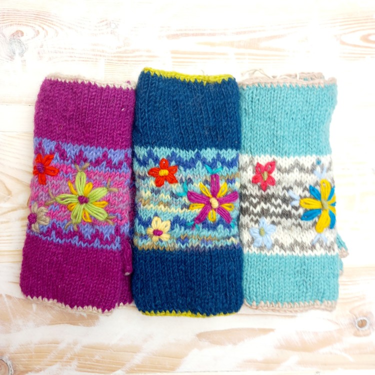 From The Source Flower Embroidered Wrist Warmer