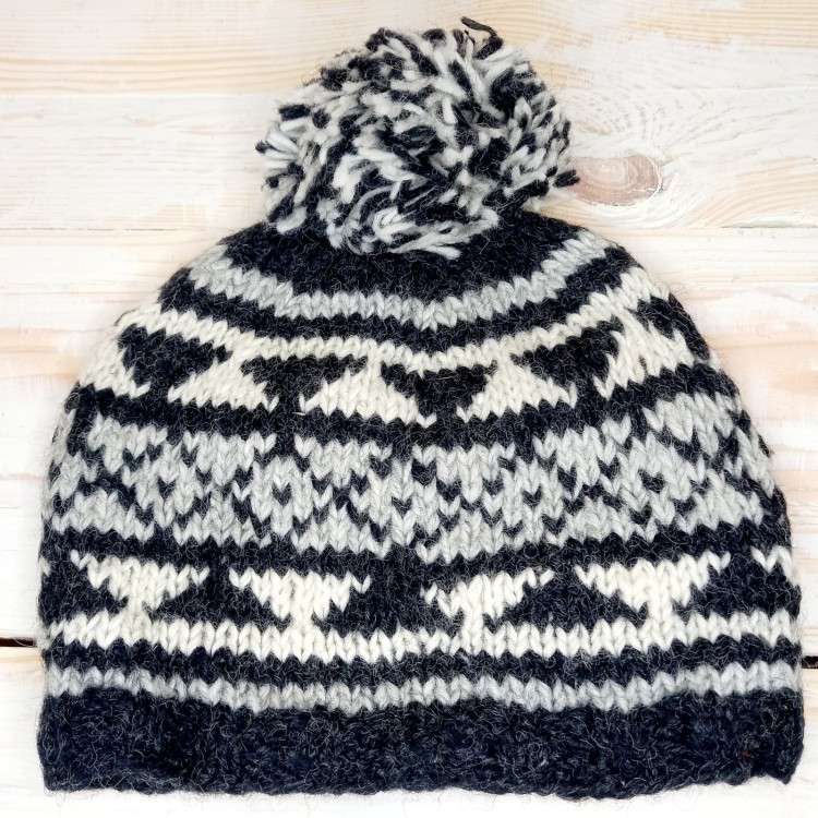 From The Source Nordic Bobble Beanie- Black/White
