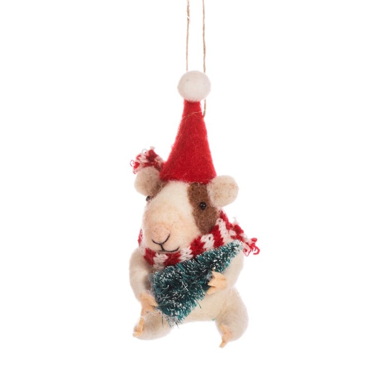 Guinea Pig With Tree Felt Decorations