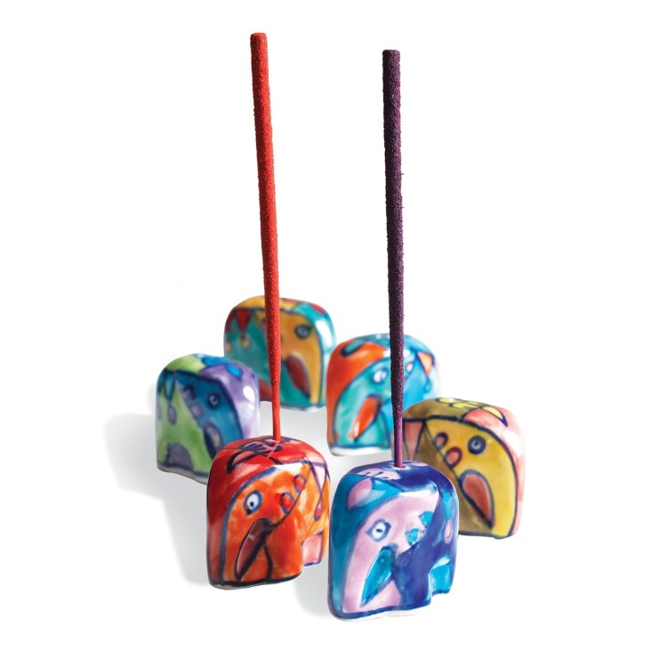 Hand Painted Mini Ceramic Elephant Incense Holder