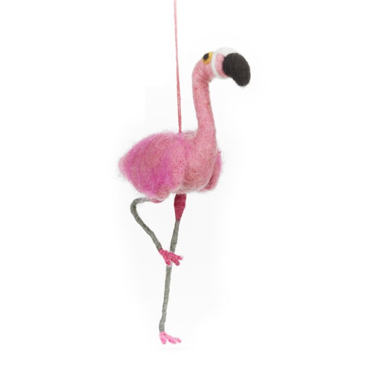 Handmade Felt Frankie Flamingo Hanging Decoration