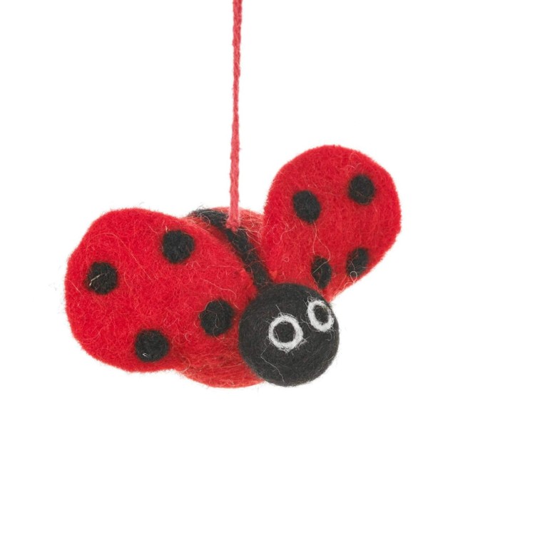 Handmade Felt Lottie Ladybird Hanging Fair trade Decoration