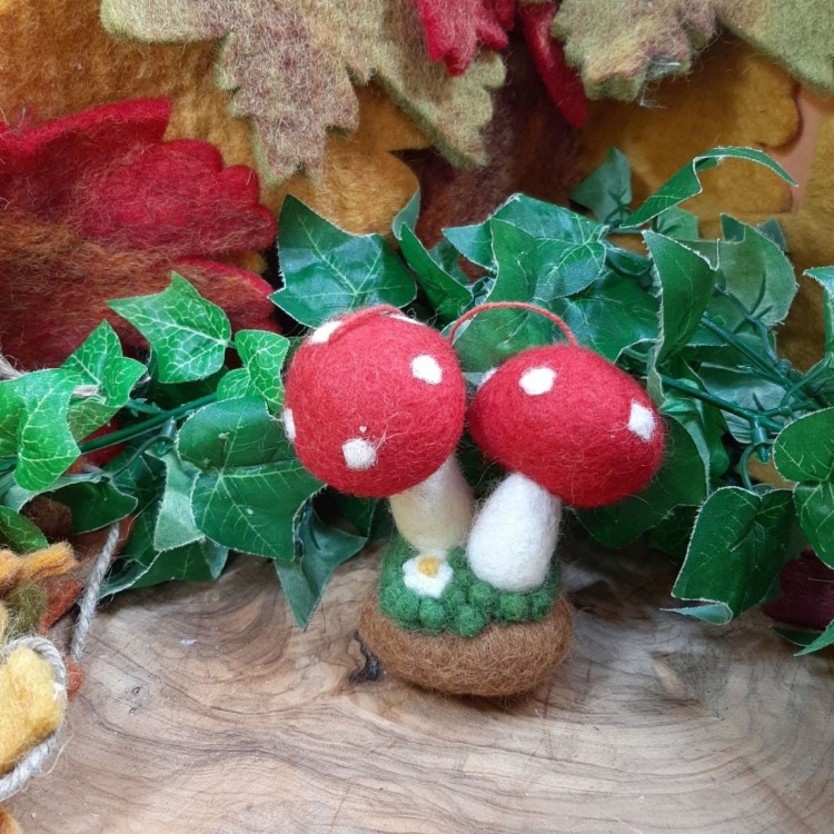 Handmade Felt Magical Toadstools Hanging Decoration