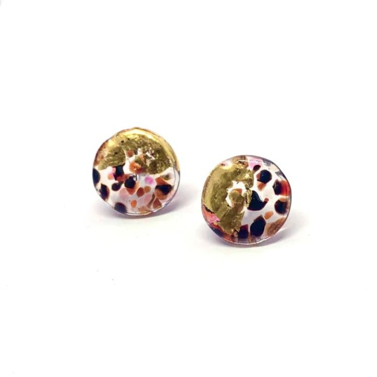 Helen Chalmers Glass and Gold Midi Stud Earrings