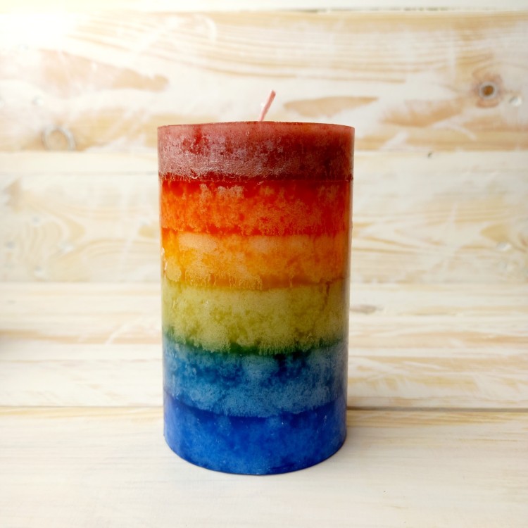 Kerzenfarm Medium Rainbow Pillar Candle 