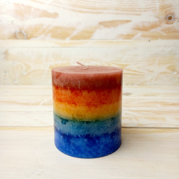 Kerzenfarm Small Rainbow Pillar Candle 