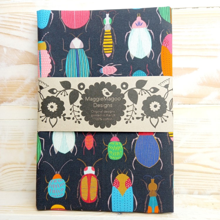 Maggie Maggo Tea Towel Beetles on black