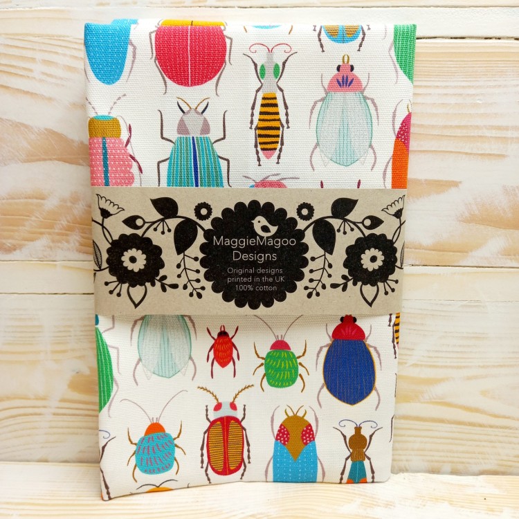 Maggie Maggo Tea Towel Beetles on white