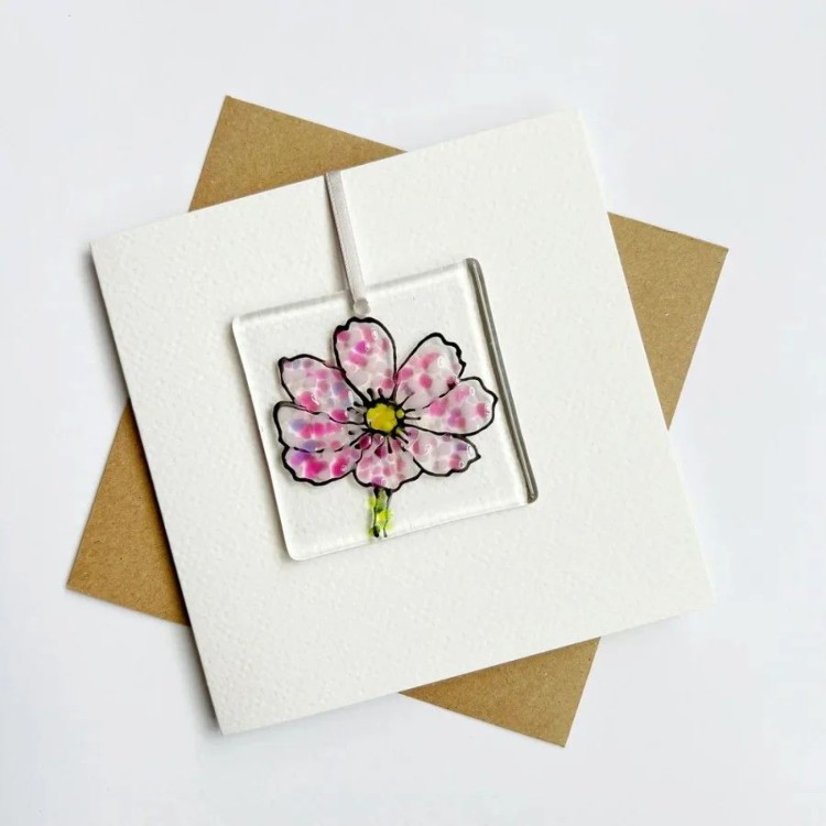 Marc Peters Glass Card - Pink Cosmos