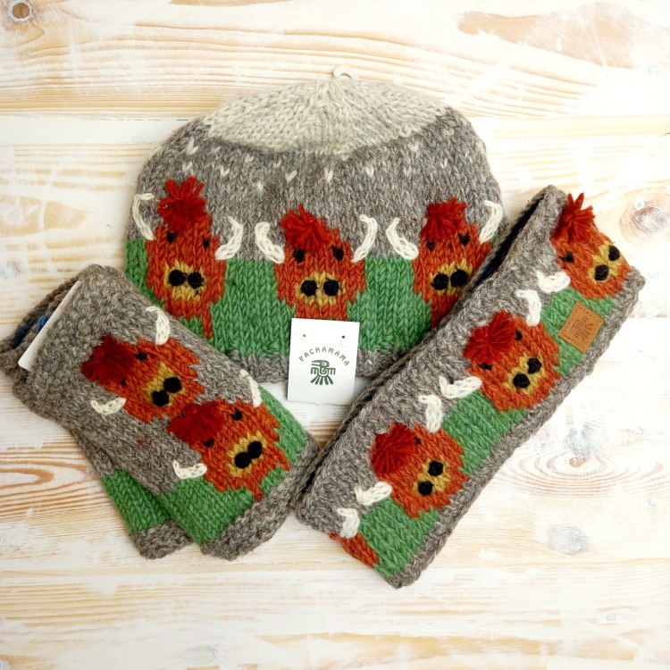 Pachamama Herd Of Highland Cows Hat-Headband-Handwarmers