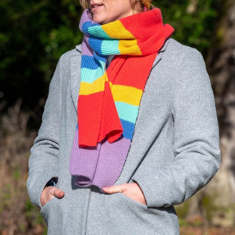 Pom Brights Mix Colour Block Knitted Scarf
