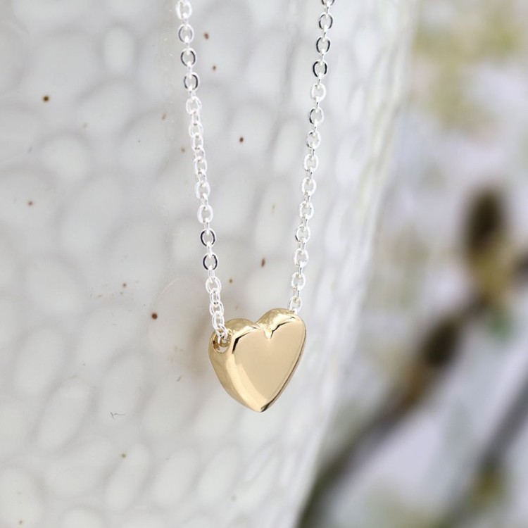 Pom Silver Plated Golden Heart Necklace 