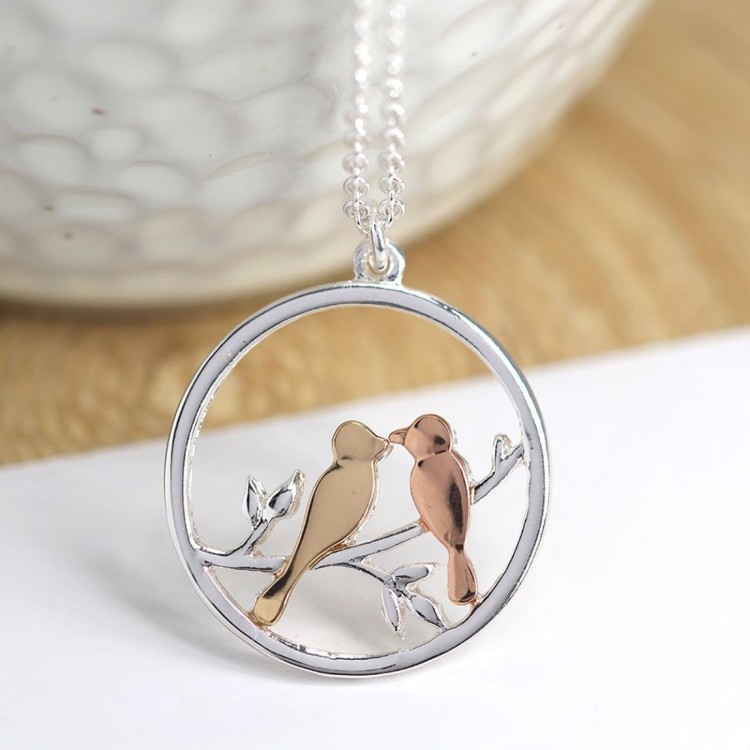 Pom Silver Plated Lovebirds Necklace