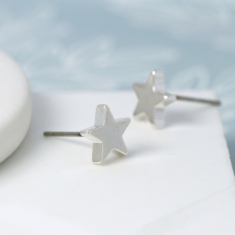Pom Small Silver plated Star Stud Earrings