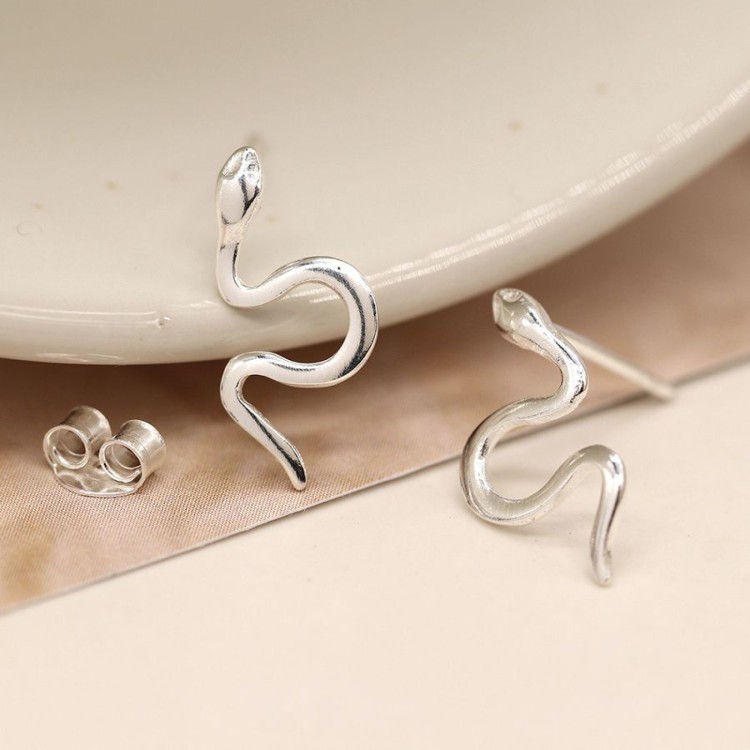 Pom Sterling silver snake stud earrings