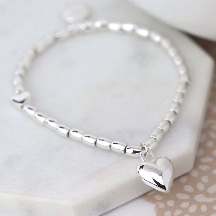 Puff Heart Bracelet with Heart Charm