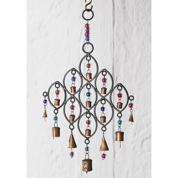 Recycled Iron Windchime with Bells and Beads