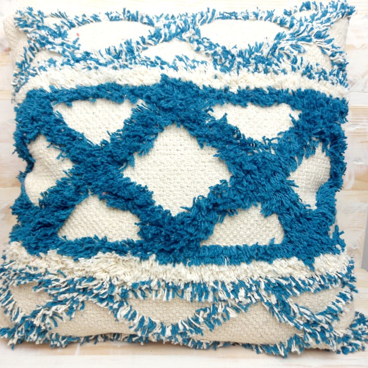 Sass & Belle- Blue Scandi Boho Cushion