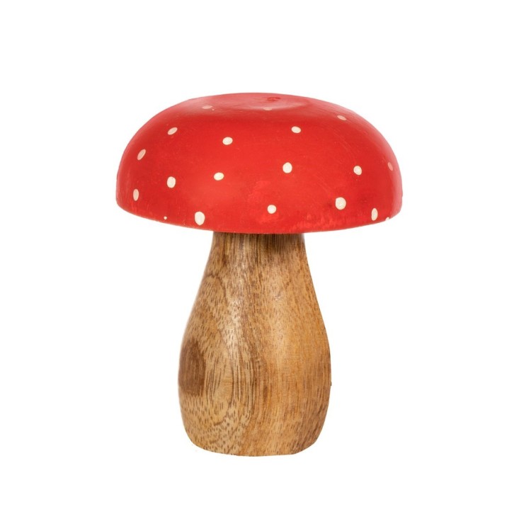 Sass and Belle Red & White Wooden Mushroom Standing Decoration