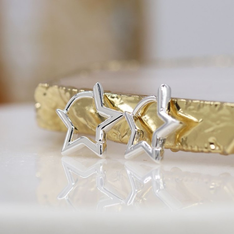  Silver plated star sleeper earrings