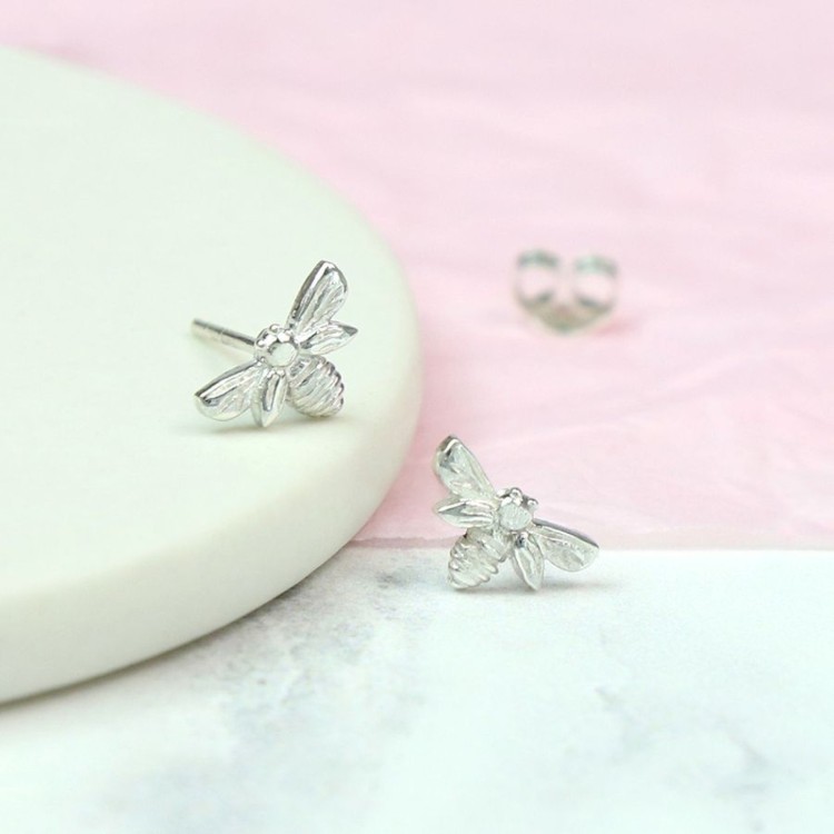 Pom Sterling Silver Bee Stud Earrings