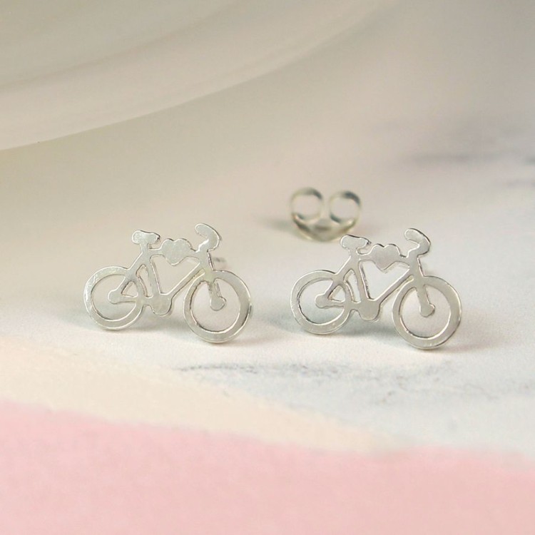 Pom Sterling Silver Bicycle Stud Earrings