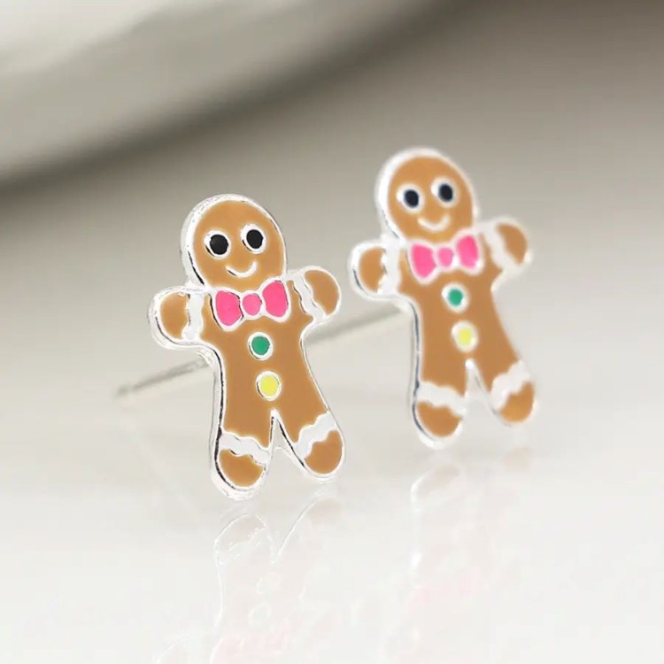 Sterling Silver Christmas Gingerbread Earrings