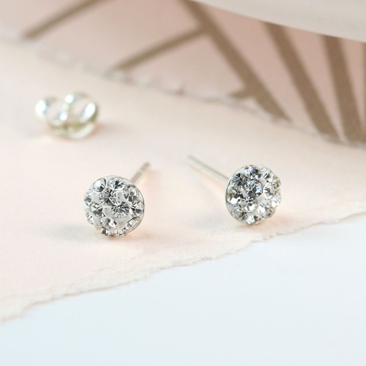 Sterling silver clear shamballa earrings