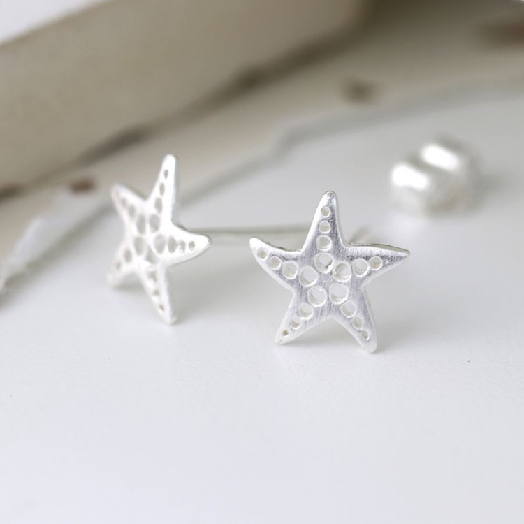 Pom Sterling silver dotty starfish earrings