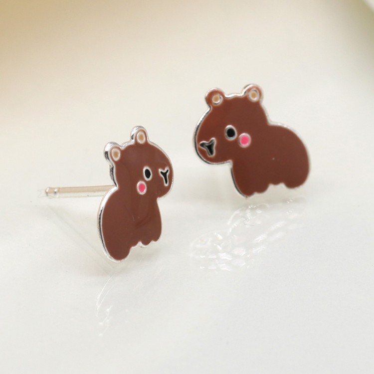 Sterling Silver Enamelled Capybara Earrings