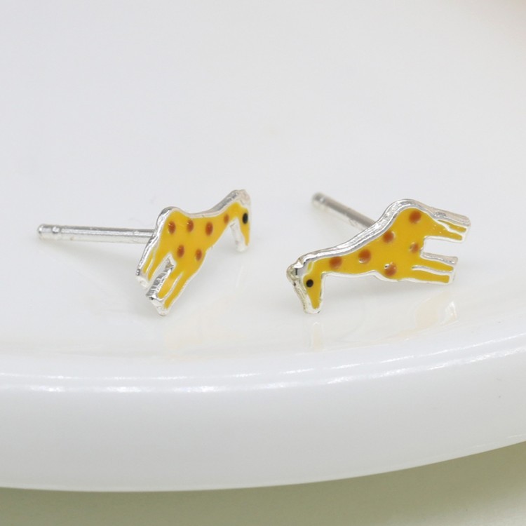 Sterling Silver Enamelled Giraffe Earrings