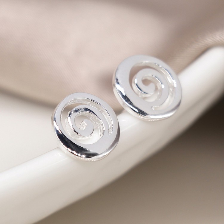 Sterling silver spiral stud earrings