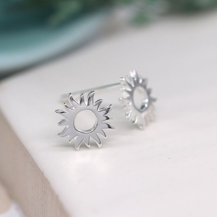 Pom Sterling silver sunburst stud earrings