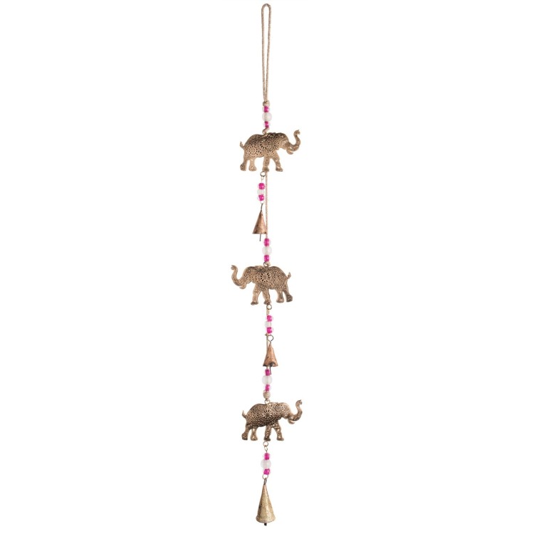 String of 3 Elephants with Bells and Beads