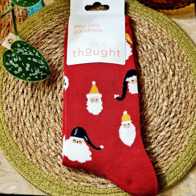 Thought Alfredo Bamboo Christmas Santa Sock Size 7-11