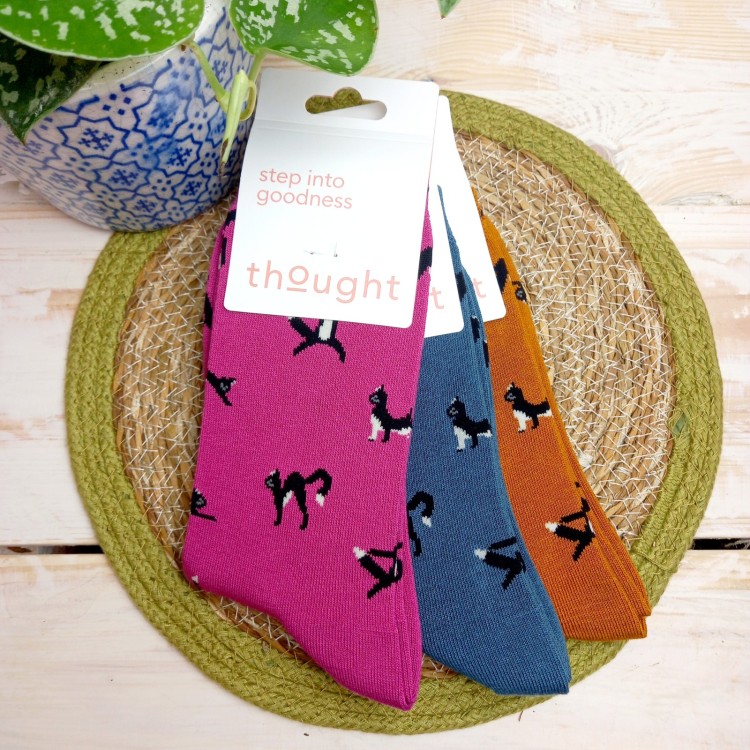 Thought Chai Bamboo Yoga Cats Socks 