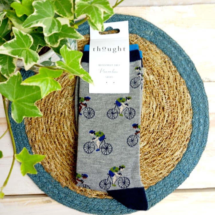 Thought Garra De Bici Mens Bamboo Socks- Mid Grey Marle