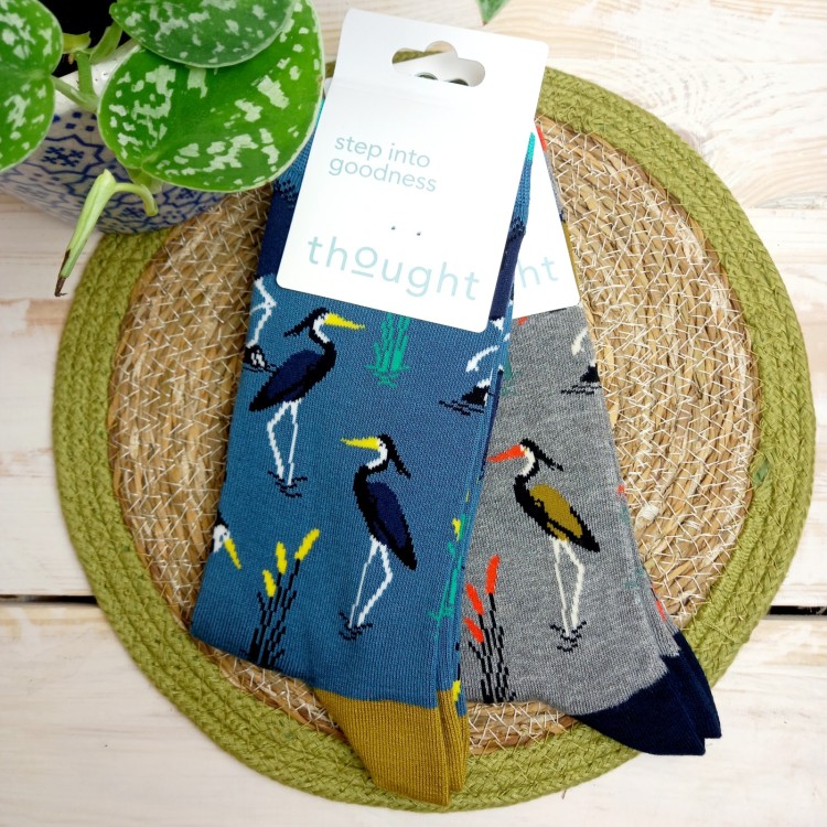 Thought Gino Bamboo Heron Bird Socks