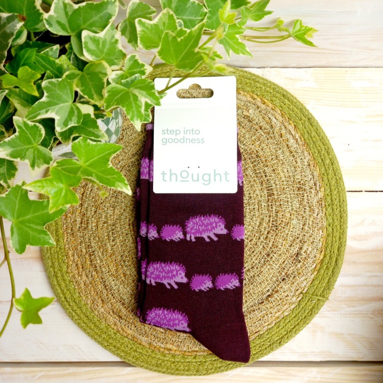 Thought Hadley Women's Bamboo Hedgehog Socks - Aubergine Purple